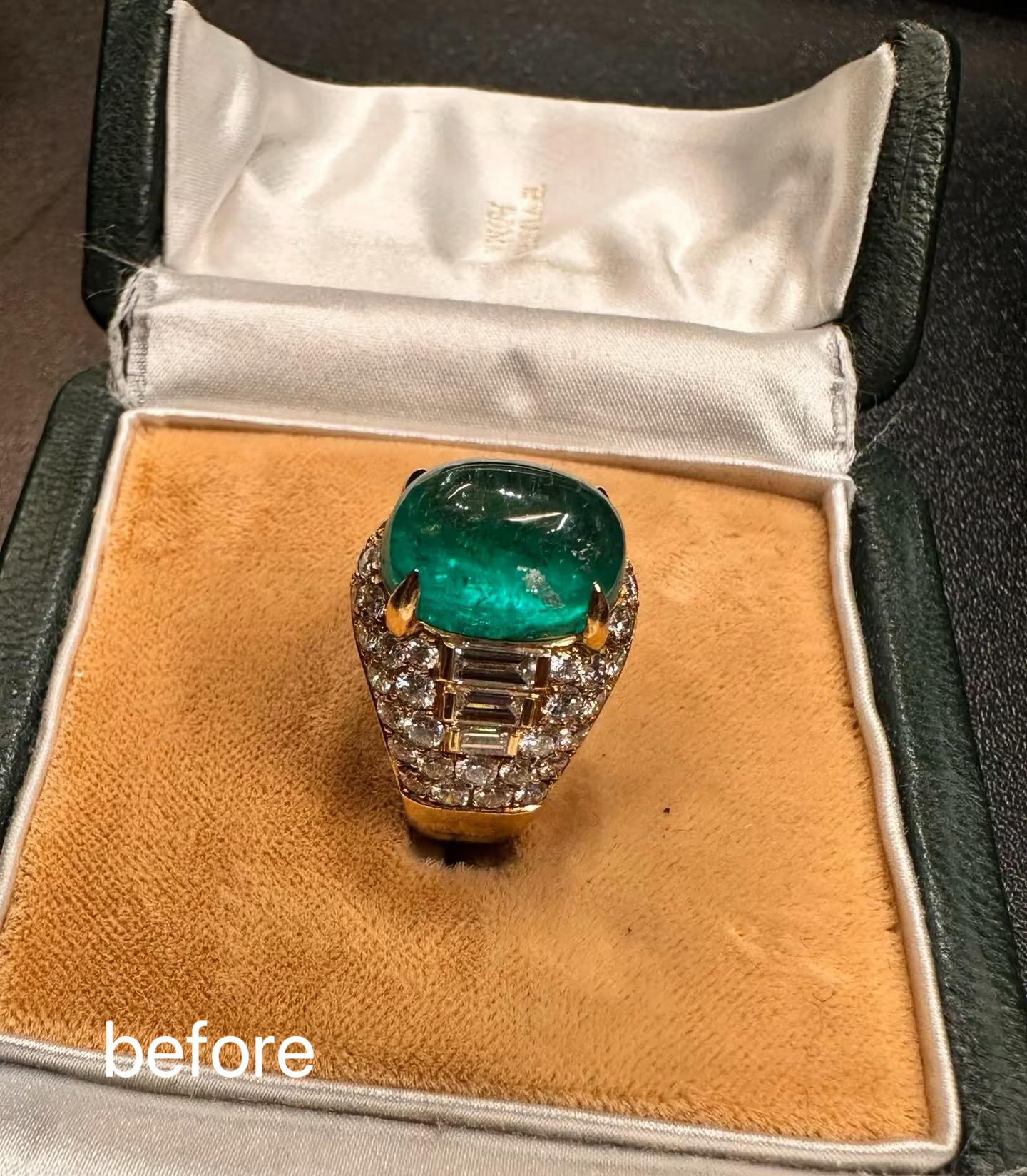 Before: original emerald ring in its box